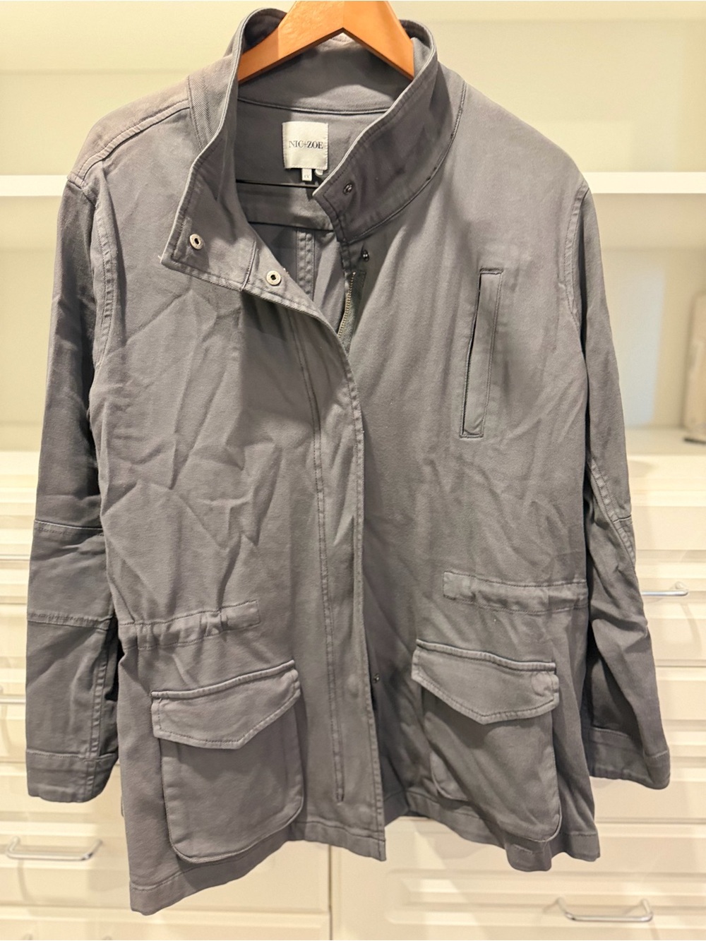 NIC+ZOE Woman’s Plus Gray Military-Style Field Jacket